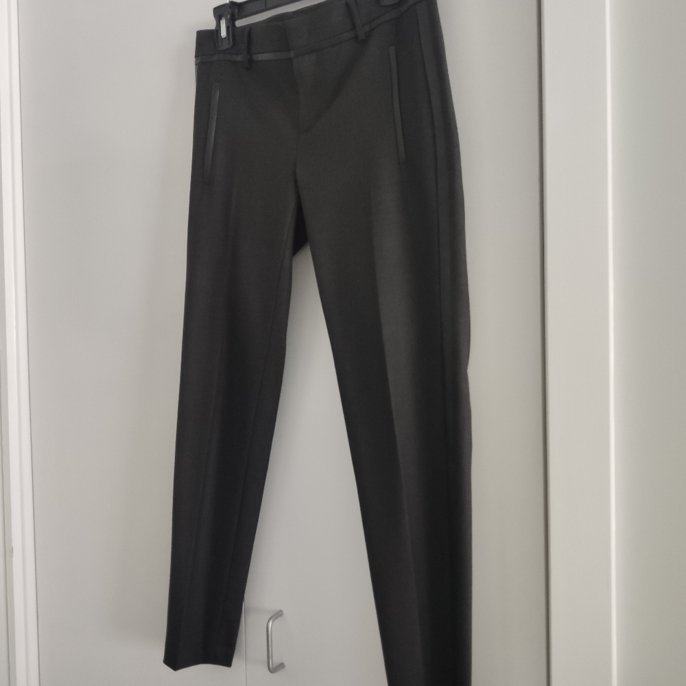 Vince Women Leather Trim Crossover Pants
